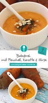 Babybrei Mit Fenchel Karotte Und Hirse Vegetarisches Mittagsbrei Rezept Rezept Babybrei Rezepte Babybrei Rezepte
