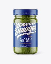 Download Clear Glass Jar With Pesto Sauce Mockup In Jar Mockups On Yellow Images Object Mockups PSD Mockup Templates
