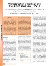 Pdf Characterization Of Welding Fume From Smaw Electrodes Part Ii
