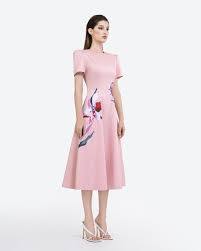 Nở Rộ - Đầm Midi Hồng Orchid – Tiny Ink