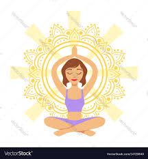 Meditating Yogi Girl In Yoga Lotus Pose Colorful Vector Image On Vectorstock Lotus Pose Lotus Yoga Vector Images