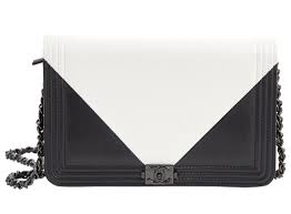 Authentic Black And White Chanel Bag Chanel Black And White Wallet On Chain Woc Boy Geometric Crossbody 2016 17 Flap Bag With Images White Wallet Chanel Handbags White Chanel Bag