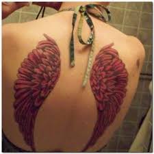 For the diamond with the wings to look beautiful it has to be placed on the back or sometimes on the front side.; Cute Red Angel Wings Tattoos On Back For Girls