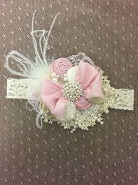 Vintage Dollcake Diadema De Cinta De Color Rosa Y Marfil Diadema De Lazo Bebe Diy Hair Accessories Diy Headband Fabric Flowers
