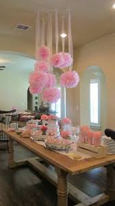 Tissue Paper Flowers Hanging From Ceiling Party Decor How To Dress The Ceiling For A Part Pink Party Decorations Baby Shower Decorations Birthday Decorations