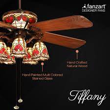 Choose Tiffany The Best Designer Luxury Ceiling Fan In India From Fanzart With 5 Natural Wooden Blades Ceiling Fan Design Tiffany Ceiling Fan Ceiling Fan