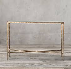 Rh S Thaddeus Forged Brass 38 Glass Rectangular Entry Console Inspired By The Sculptural Designs Of Dieg Brass Console Table Console Table Sculptural Design