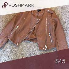 Nwot Hm Brown Faux Leather Jacket Brown Faux Leather Jacket Leather Jacket Jackets