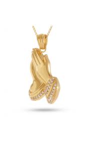 Praying hands charms are a remarkable reminder of one's faith. King Ice Praying Hands Cz Necklace