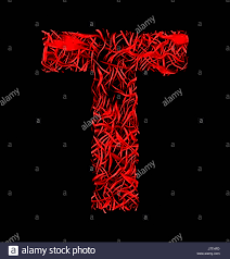 letter t red artistic fiber mesh style isolated on black