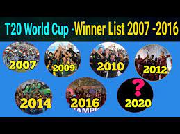 World cup winners list cricket t20. List Of All T20 World Cup Winner 2007 To 2016 All T20 Champion In T20 World Cup Youtube