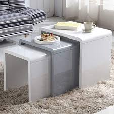Goldfan Nest Of 3 Tables High Gloss Coffee Table Set Nesting Sofa Table Multi Functional En In 2020 Coffee Table Design Modern Living Room Table Outdoor Furniture Sofa