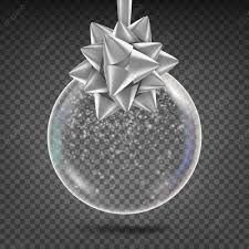 Transparent Christmas Ball Vector Shiny Glass Xmas Toy With Snowflake And Silver Bow New Year Holidays Decoration Element 3d Realistic Isolated On Transparent B In 2020 Glass Ball Pendant Christmas Balls