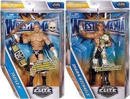 Wwe action figures are all highly detailed, with authentic sculpts and high levels of articulation for posing as well as for recreating your favourite, brutal wrestling bouts. Wwe Elite Wrestlemania 33 Set Of 2 Shawn Michaels Triple H Wrestlemania 33 Elite Mattel Toy Wrestling Action Figures Elite Wrestlemania 33 Set Of 2 Shawn Michaels Triple