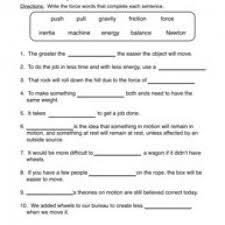Forces Motion Worksheet Science Worksheets Force And Motion Physical Science Middle School