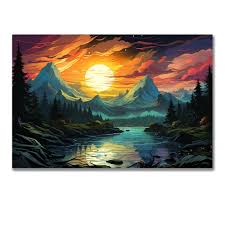 Tablou Canvas-Sunset Illustration – The Print Studio