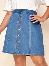 Jupe Trapeze En Jean Avec Boutons Mode En Ligne Shein France