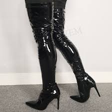 27 cm no original box. Laigzem Extrem Wetlook Women Thigh High Boots Latex Side Zip Stiletto Heels Boots Over Knee Shoes Botine Large Size 45 46 47 Over The Knee Boots Aliexpress