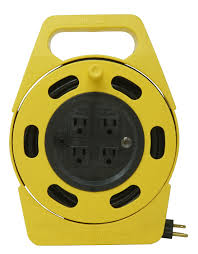 Not only do they store the extension cord safely and compactly, but they also wind it up for you automatically. Woods 2801 Extension Cord Reel With Four 3 Prong Power Outlets Heavy Duty Retractable Cord User Friendly Made Of Flame Resistant Materials 10 Amp Circuit Breaker 25 Foot Yellow Walmart Com Walmart Com