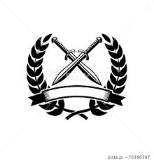Emblem template with crossed swords. Design... - Stock Illustration  [70386587] - PIXTA
