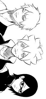 Boruto Sarada Mitsuki Sasuke Naruto Sakura Kakashi Minato Naturoshippudden Sketsa Gambar Pensil Gambar Anime