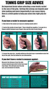 How grip sizes are measured the size of a tennis racquet grip refers to the circumference or distance around the handle, including the stock grip that comes installed with your racquet, which ranges from 4 inches to 4 3/4 inches. Gannon Sports Tennis Grip Size Advice Gannon Sports