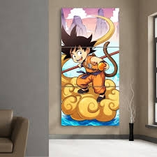 Kid Goku Flying Nimbus Cloud Cartoon 3pc Canvas Print Saiyan Stuff Kid Goku Canvas Prints Cool Dragons