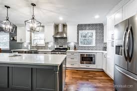 white shaker grey island cabinets