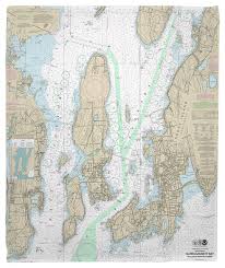 Narragansett Bay Ri Nautical Chart Fleece Throw Blanket
