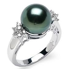 Black And White Pearl Ring Meaning Tahitian Black Pearl Ring With Diamonds In 14k White Gold 11 12mm In 2020 Black Pearl Jewelry Pearl Ring Pearl Diamond Ring