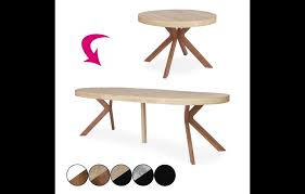 Une table ronde ou une table rectangulaire pour ma salle à manger ? Table Ronde A Rallonges En Bois Extensible A 260cm Sonia Decome Store