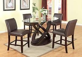 Roundhill Furniture Cicicol 5 Piece Counter Height Glass Top Dining Table With Chairs Espress Counter Height Dining Table Set Dining Table Chairs Dining Table