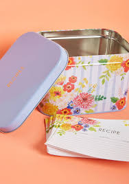 Paper Source Fun In Functional Recipe Box Floral Recipe Box Paper Source Tin Recipe Box