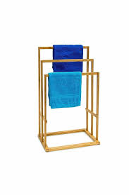 Portes serviettes a poser couleur terminee a oxyde. 3 Tier Bamboo Wood Wooden Towel Holder Rail Stand Drying Rack Free Standing Ebay Towel Holder Bamboo Towels Towel Rack
