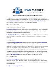 Lead Market Reviews Helps To Know About The Benefits Of Buying Leads It Suggests The People Who Visits Website Or Cal Marketing Leads Marketing Fun To Be One