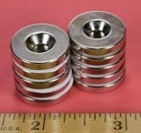 3/4 x 0.194 x 1/8 Inch Neodymium Rare Earth Countersunk Ring Magnet N42 (1  Pair)