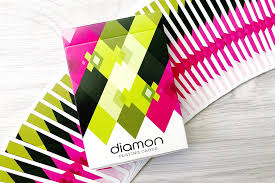 Included in the deck are 52 standard cards, all featuring custom design from top to bottom and front to back, 2 matching jokers, 1 blank faced card, and 1 double backed card. Card Flash Diamon Playing Cards No 8 Playing Cards