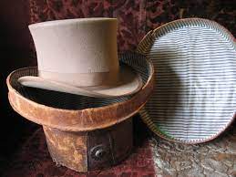 Ahhh Vintage Top Hat W Leather Hat Box Vintage Hat Boxes Leather Top Hat Leather Hats