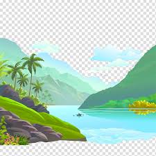 Cartoon Nature River Water Body Of Water Natural Landscape Green Water Resources Sky Transparent Background Png Clipart Hiclipart