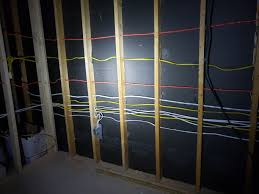 This detector comes along with a audio and visual indication which allows you to make a mark easily when the metal,ac live wire and stud is detected. Multiple Holes In Exterior Wall Studs For Electrical Wiring Home Improvement Stack Exchange
