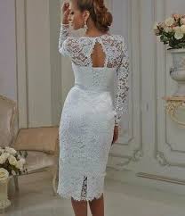 Vintage Short Sheath Lace Wedding Dresses White Ivory Long Sleeves Bridal Gown E Sheer Wedding Dress Sheath Wedding Dress Lace Long Sleeve Wedding Dress Lace