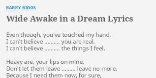 Wide Awake In A Dream Lyrics By Barry Biggs Even Though You Ve Touched Swallow me up in one motion, though sea's my queen i show devotion (i ain't ready to let go) where's my life, i miss the boat, son i ain't ready to let go now i ain't ready to let go i ain't ready to let go i ain't ready to let go. wide awake in a dream lyrics by barry
