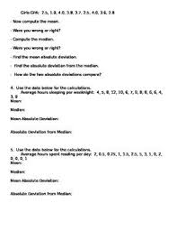 Mean Absolute Deviation Worksheet Worksheets Math Central Tendency
