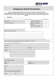 Fillable Online Dangerous Goods Declaration Form Sealink Nz Fax Email Print Pdffiller