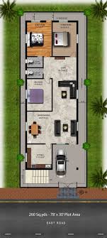 Download Free Plans 260 Sq Yds 30x78 Sq Ft East Face House 3bhk Elevation View House Drawings With Plan View 2bhk House Plan Duplex House Plans My House Plans