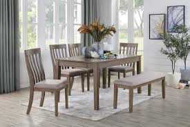 6 Pc Armhurst Brown Finish Wood Fabric Padded Seats Dining Table Set Dining Table Setting Dining Table Table