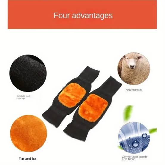 1 Pair Knee Brace Thermal Winter Sleeves Long Warm Leg Sleeve Wool Pad Support in Pakistan
