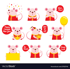 Rats Icons Set Happy Happy Chinese New Year Vector Image