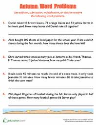 Autumn Word Problems Worksheet Education Com Word Problems Math Word Problems Word Problem Worksheets