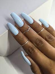 Light Blue Coffin Nails On Brownskin Girls New Expression Nails Acrylic Nails Light Blue Blue Coffin Nails Light Blue Nails